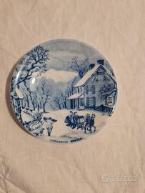piattino da collezione Winter dipinto a mano