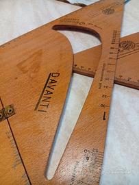 squadre di legno per sarta anni 60