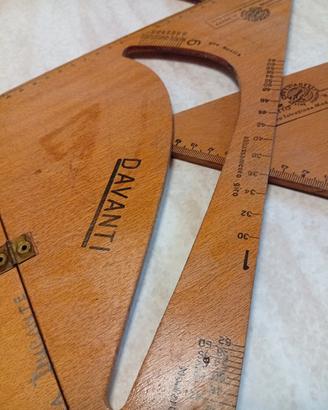 squadre di legno per sarta anni 60