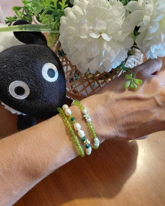 Bracciale tris elastico donna con perline