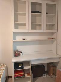 scrivania con ampia libreria