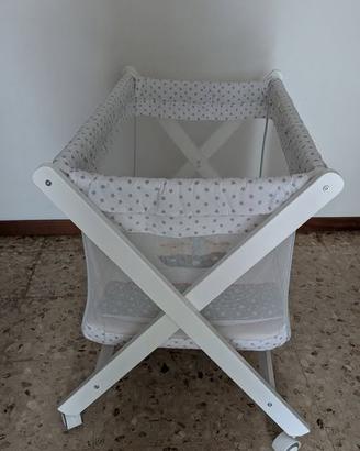 Interbaby Miniculla in Legno Pieghevole con Ruote 