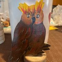 Gufi in legno pitturati