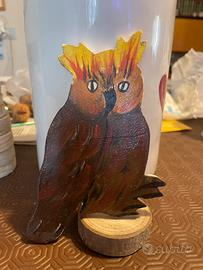 Gufi in legno pitturati