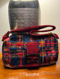 Fendi Vintage Multicolor Beaded Baguette Tartan