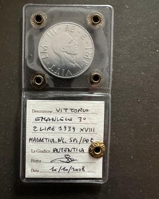 MONETA  2 LIRE   1939  VITTORIO EMANUELE  TERZO
