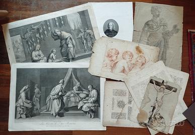 lotto 40 incisioni stampe e disegni del '700 '800