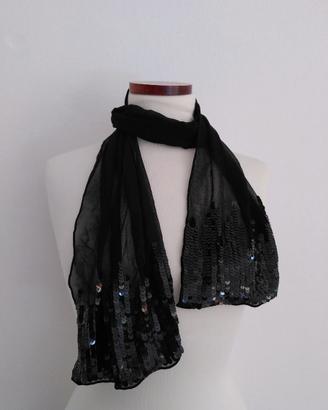 Foulard Lei di Lancetti in seta nera con paillette