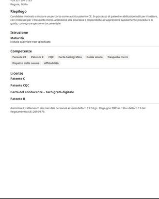 possesso di Patente c. c'è + CQC