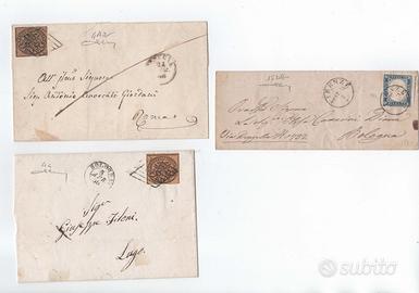 ASI-lotto Stato Pontificio-Sardegna lettera+2buste