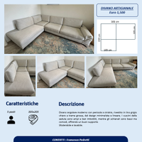 Divano in tessuto di lino grigio chiaro