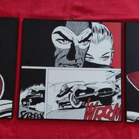 set 3 quadretti Diabolik e Eva Kant