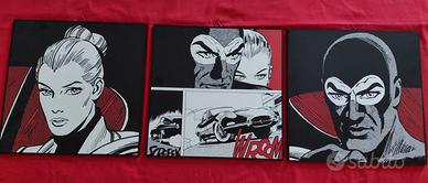 set 3 quadretti Diabolik e Eva Kant