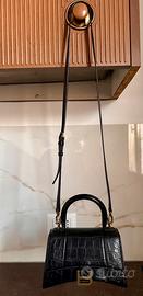 Balenciaga Hourglass piccola borsa nera pelle