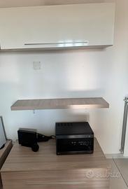 Parete attrezzata 3 pezzi bianca e beige