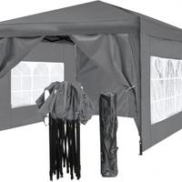 GAZEBO PIEGHEVOLE FERRO ZINCATO GRIGIO