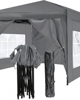GAZEBO PIEGHEVOLE FERRO ZINCATO GRIGIO 3X3MT