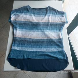 Maglia donna righe azzurre/blu