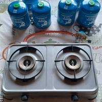 Fornello a gas Campingaz con 6 bombole e custodia