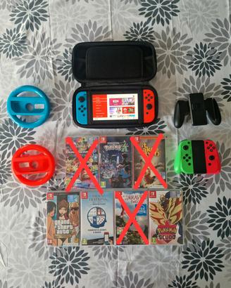 Nintendo Switch con giochi e accessori