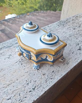 antico calamaio da scrittoio in ceramica