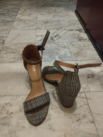 scarpe donna estive  quadri grigia e bianca n40