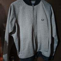 Giacca Fred Perry grigia zip front logo ricamato –