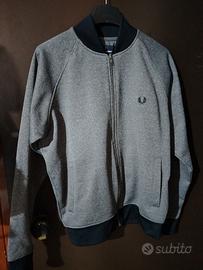 Giacca Fred Perry grigia zip front logo ricamato –