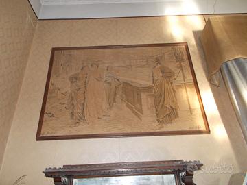 Arazzo Dante e Beatrice  di fine Ottocento