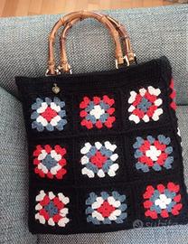 Borsa granny con mattonelle a uncinetto 💙LuaCreaz