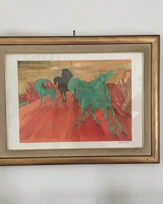 Aligi Sassu Litografia Cavalli Verdi