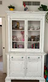 Credenza libreria stile provenzale, bianca shabby