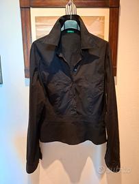 camicia nera cotone elastico Benetton donna L