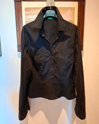 camicia nera cotone elastico Benetton donna L