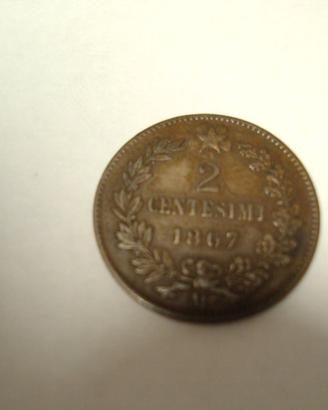 2 Centesimi 1867 Vittorio Emanuele II SPL qFDC