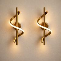 Coppia Applique LED Design Moderno Oro Spazzolato