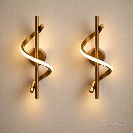Coppia Applique LED Design Moderno Oro Spazzolato