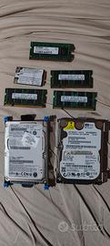 Lotto componenti notebook: RAM DDR2, HDD 250GB, sc
