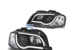 FARI AUDI A3 8P 03-08 CON DRL LED NERI