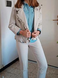 Giacca in ecopelle colore panna