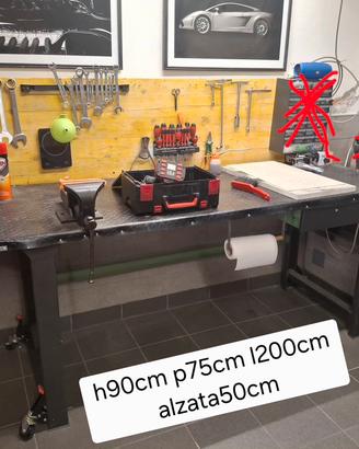 Tavolo da lavoro 200x75 h90  in ferro