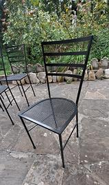 Sedie da pranzo in ferro laccato nero in stile Gio