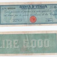 Titolo provvisorio - l. 5.000 testina - 1947