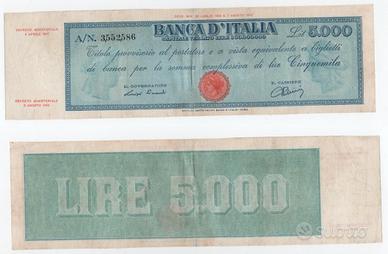 Titolo provvisorio - l. 5.000 testina - 1947