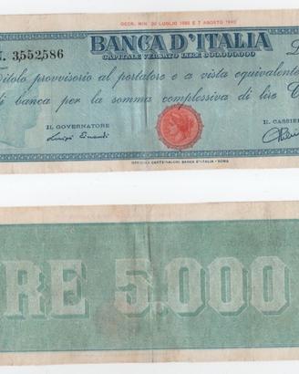 Titolo provvisorio - l. 5.000 testina - 1947