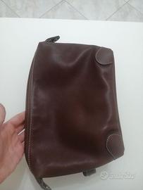Beauty case in pelle marrone