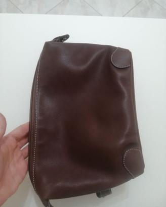 Beauty case in pelle marrone