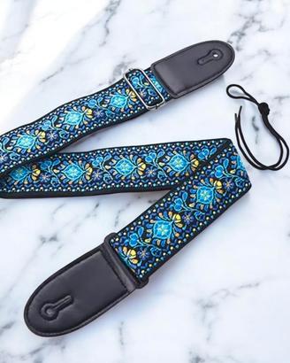 Tracolla chitarra Vintage Ornamentale blu cotone