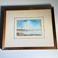 Paesaggio fluviale olio firmato 25x30 cm