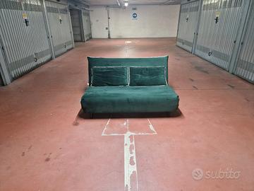 Divano letto 2 posti in velluto verde